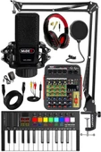 Stüdyo Ekipmanları Midi Live Paket-2 Ses Kartlı Mikser Midi Klavye MX-2020 Mikrofon Kulaklık thumbnail 1