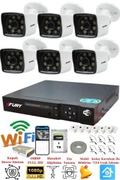 FURY 6 Kameralı 5mp Lens 1080p 2mp Color Görüntü 8 Warm Led Gece Görüş FullHd Güvenlik Kamera 5525W 1TB thumbnail 2