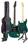 Midex GLC-40GR Profesyonel Elektro Gitar Yeşil (Stand Gigbag Askı Capo Tuner Pena Kablo Yedek Tel) thumbnail 2