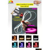 3mm. Nano Ince Neon Cob Şerit Led/ Ince Tasarım/ 5 Metre Rulo /1 Metrede 384 Led Bright Chip - 8