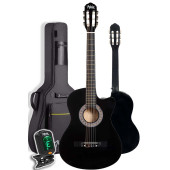 Midex Cg-390Bk-Xbag Siyah Klasik Gitar 4/4 Sap Ayarlı Kesik Kasa Full Set (Çanta Tuner Askı Capo Metod Pena) - 3