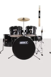 Midex Cd500x-Bk Akustik Junior Çocuk Baterisi Davul Seti 5-18 Yaş İçin Full Set - 1