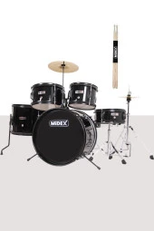 Midex Cd500x-Bk Akustik Junior Çocuk Baterisi Davul Seti 5-18 Yaş İçin Full Set - 2