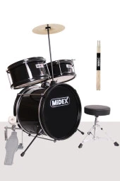 Midex CD300X-BK Akustik Junior Çocuk Baterisi Davulu Seti 5-14 Yaş İçin Full Set - 1