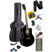 Midex XC-200BK Kesik Kasa Siyah Akustik Gitar 4/4 Yetişkin Üst Segment (Gigbag Çanta Tuner Capo Askı Pena) - 2