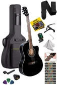 Midex XC-200BK Kesik Kasa Siyah Akustik Gitar 4/4 Yetişkin Üst Segment (Gigbag Çanta Tuner Capo Askı Pena) thumbnail 2