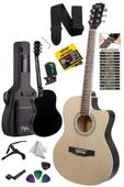 Midex XC-200NT Kesik Kasa Profesyonel Akustik Gitar 4/4 Yetişkin Üst Segment (Gigbag Çanta Tuner Capo Askı Pena) thumbnail 1
