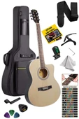 Midex XC-200NT Kesik Kasa Profesyonel Akustik Gitar 4/4 Yetişkin Üst Segment (Gigbag Çanta Tuner Capo Askı Pena) thumbnail 2