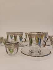 Gümüş Yaldızlı Exclusive Lüks Çay Seti 18 Parça Taç Model - 1