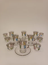 Gümüş Yaldızlı Exclusive Lüks Çay Seti 18 Parça Taç Model - 3