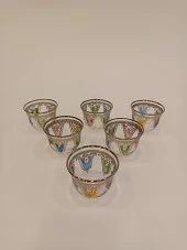 Gümüş Yaldızlı Exclusive Lüks Çay Seti 18 Parça Taç Model - 6