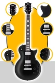 Midex GRX-200BK-BAG Üst Segment Les Paul Kasa Elektro Gitar Set Masif Ağaç (HH) thumbnail 3