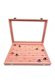 Yüzük ve Koldüğmesi Kutusu Pembe Süet - 2