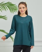 Kadın İşlemeli Anne Günlük Orta Yaş Penye Bluz - 7