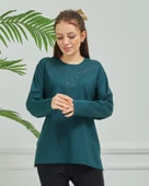 Kadın İşlemeli Anne Günlük Orta Yaş Penye Bluz - 4