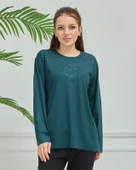 Kadın İşlemeli Anne Günlük Orta Yaş Penye Bluz - 8