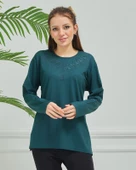 Kadın İşlemeli Anne Günlük Orta Yaş Penye Bluz - 5