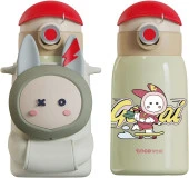 Vagonlife CocoSmile CS-8098 Sevimli Ses Çıkaran Kılıflı Pipetli Askılı Çelik Termos Çocuk Matarası thumbnail 2