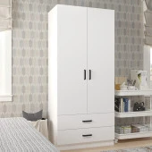 Midoser Yaman 80 Cm Mat Beyaz 2 Kapaklı 2 Çekmeceli Elbise Dolabı - Gardırop - 3