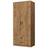 Midoser Yaman 80 Cm Atlantik Çam 2 Kapaklı 2 Çekmeceli Elbise Dolabı - Gardırop - 4