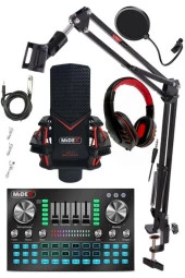 Midex GMX-1 Diamond Set Condenser Mikrofon Ses Kartı Kulaklık Canlı Yayın Paketi (Telefon ve PC) thumbnail 2