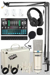 Midex CX1 Diamond Set Efektli Ses Kartı Mikrofon Kulaklık Stand Kayıt Canlı Yayın Seti (PC ve Telefon) - 1