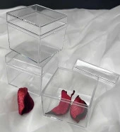 Küp Şekilli ve Kapaklı Plexi Mini Şık Kutu Söz Kına Nişan Düğün Etkinlik için Süslemelik 50 Adet 4X4X4 cm - 4