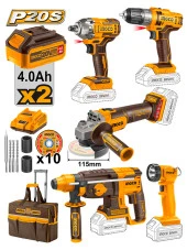 İngco Somun Sıkma-Akülü Vidalama-Kırıcı Delici-Taşlama-Çalışma Lambası 5 li Set - 1