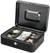STİLMAX Büyük Boy Anahtarlı Çelik Kasa  Bozuk Para Kasası Nakit Kutusu Cash 9x18x25cm - 1