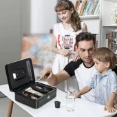 STİLMAX Büyük Boy Anahtarlı Çelik Kasa  Bozuk Para Kasası Nakit Kutusu Cash 9x18x25cm - 3