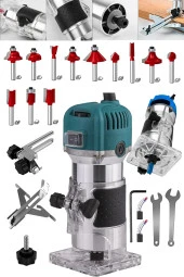 Stilmax Germany 3000 Watt 6 Kademe Devir Ayarlı Formika Traşlama Freze Makinesi 6 Mm + 12 Adet Uç Hediye - 1