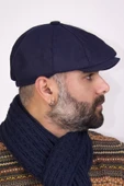 Kışlık Erkek Peaky Blinders İngiliz Driver Kasket koyu Lacivert 7404 - 2