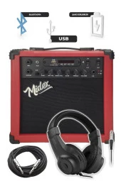 Midex MGA-25RDBT-HD ŞARJLI Elektro Gitar Amfisi 25 Watt USB Bluetooth Distortion Kulaklık ve Kablo - 2