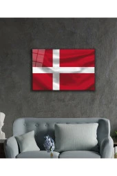 Danimarka Bayrağı Cam Tablo 4mm Dayanıklı Temperli Cam, Denmark Flag - 2