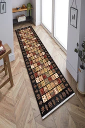 Kreatif Halı Dekoratif Vintage Kilim Özel Üretim Yolluk Kadife Kumaş Dokuma Taban Uzun Hol Halısı - 1
