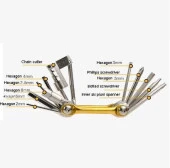 Xbyc 9617 11 Fonksiyonlu Katlanır Pratik Çakı Alyan Bisiklet Tamir Sökme Seti Gümüş thumbnail 3