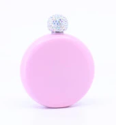 Paslanmaz Çelik Cep Matarası Taşlı Kapak - Pembe (5oz 148 ml) - 5