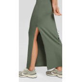 Bershka Yırtmaçlı Uzun Etek - Haki - 2