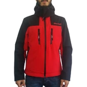 Lemigo Softshell Kapşonlu Mont Kırmızı-Siyah thumbnail 1