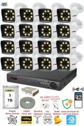 FURY 16 Kameralı 5mp Lens 1080p 2mp Color Görüntü 8 Warm Led Gece Görüş FullHd Güvenlik Kamera 5525W 1TB thumbnail 1