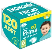 Prima Bebek Bezi Beden:6 (13-18Kg) Extra Large 120 Adet Ekonomik Fırsat Pk thumbnail 1
