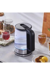 Karaca paslanmaz çelik taban 5 kademeli Sıcaklık Ayarlı ve Led Işıklı Cam Su Isıtıcısı & kettle 2200W - 1