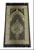 Siyah Kadın Pratik Başörtülü Fermuarlı Tek Parça Namaz Elbisesi Seccade Seti - 8
