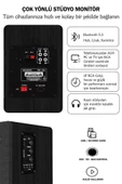 Maxword RM-400BK Aktif Stüdyo Referans Monitörü 4 İNÇ ÇİFT Bluetooth USB 140 Watt thumbnail 4