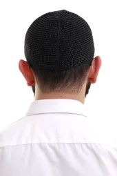 Füme Kışlık Nokta Desenli Orlon Namaz Takkesi thumbnail 6