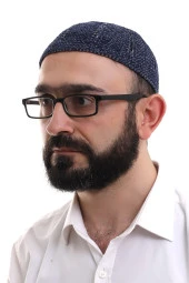 Lacivert Füme Kışlık Çift Renk Kadife Namaz Takkesi thumbnail 1