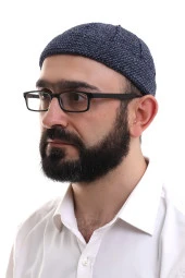 Lacivert Füme Katlamalı Çift Renk Kışlık Kadife Takke - 1