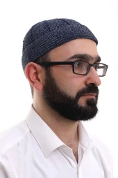 Lacivert Füme Katlamalı Çift Renk Kışlık Kadife Takke - 2