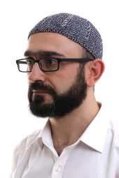 Lacivert Gri Kışlık Çift Renk Kadife Namaz Takkesi thumbnail 1