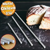 Alüminyum Metal Oklava 3lü Set Börek Hamur Yufka Açma Silindir Yuvarlak Uzun Kısa Mutfak Araç - 1